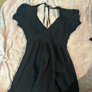 shein backless black dress